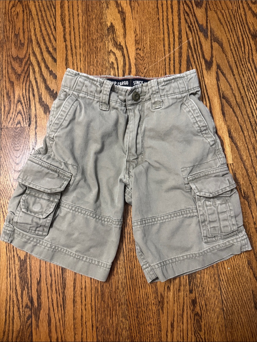 2006 GAP Kids Cargo Shorts Size 6 Khaki Olive Y2K Utility Pockets 100% Cotton